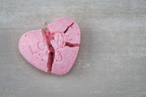 Broken Love U Candy Heart with Copy Space  to the Right